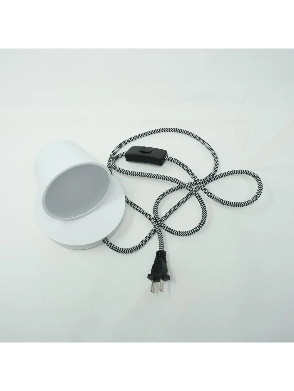 Modern White Table Lamp with Black and White Cord